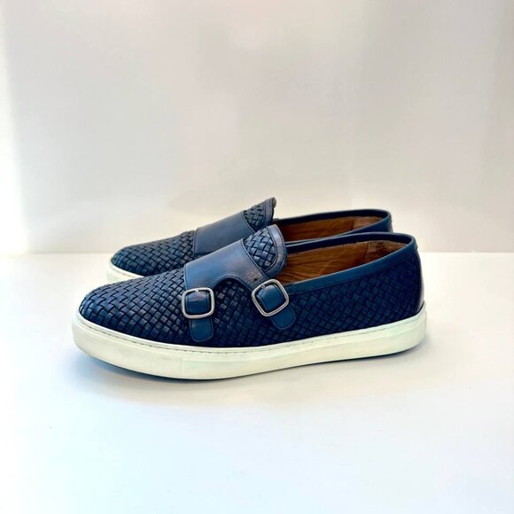 Massimo Dutti Men’s Double Monk Strap Woven Leather Loafers – Blue – Size EU 42 - Picture 5 of 8